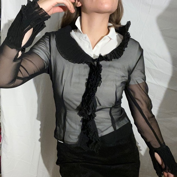 Bandolera black mesh blouse vintage - Picture 2 of 15